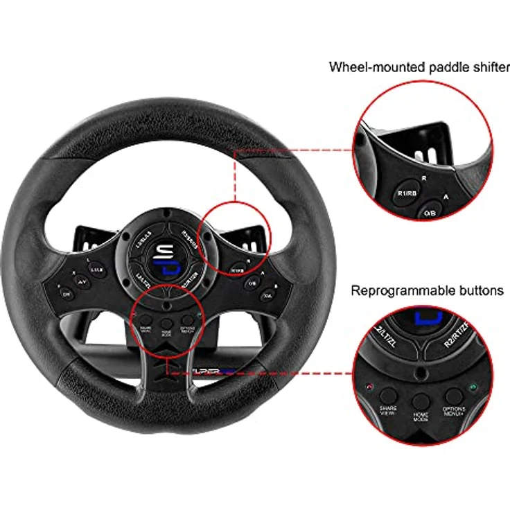 SUBSONIC SV450 Racing Wheel, Schwarz ( Xbox Series, Switch, PS4, Xbox One, PC) – Bild 3