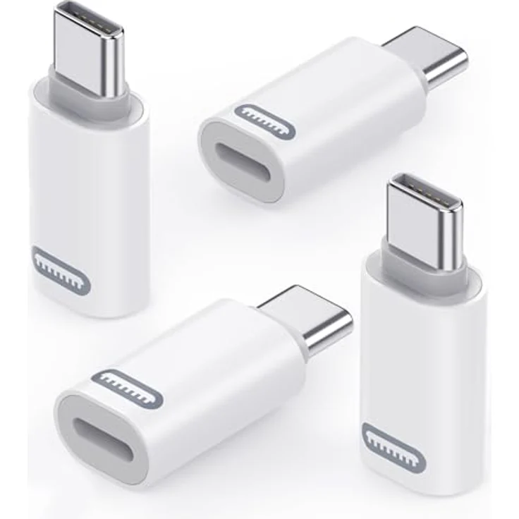 MoKo Lightning auf USB-C Adapter, 4 Stück, für iPhone 15/16/17 & iPad, Schnellladung 35W PD, weiß – Bild 1