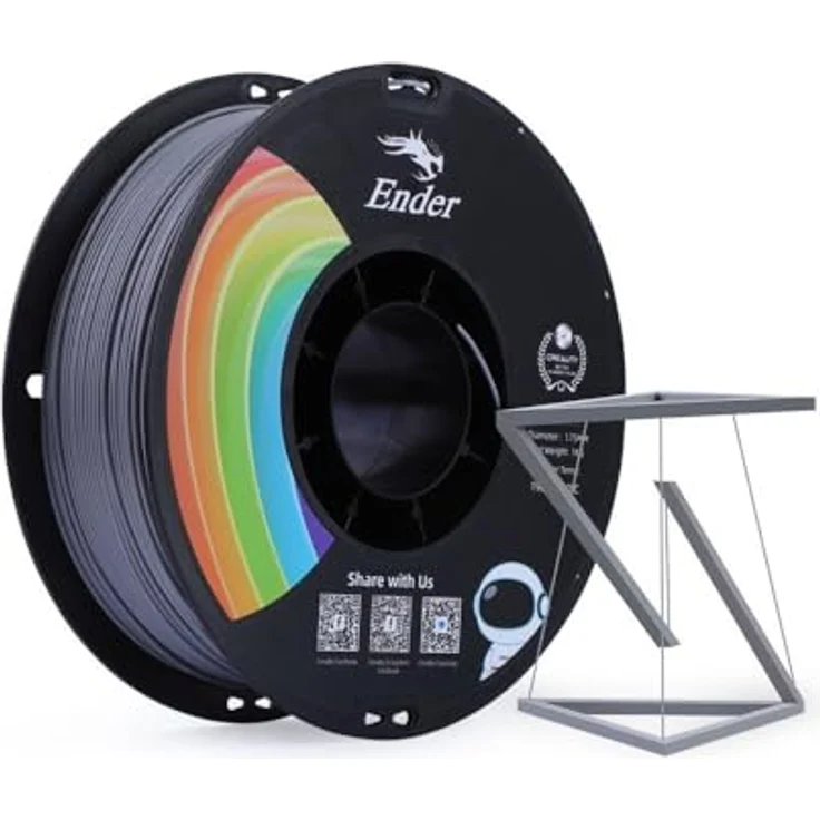 Creality Filament PLA+ (1.75 mm, 1000 g), 3D-Druckmaterial mit hoher Hitzebeständigkeit und verbesserter Schichthaftung, Grau – Bild 2