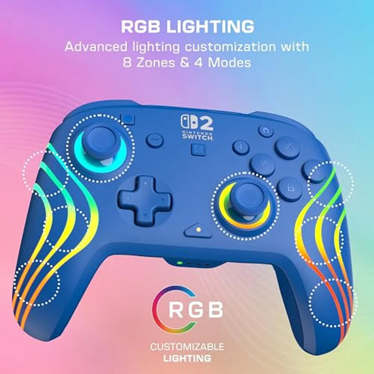 Turtle Beach Afterglow Wave Wireless RGB Gaming Controller für Nintendo Switch 2, blaue Beleuchtung, 20 Stunden Akkulaufzeit, TMR Sensortechnologie – Bild 4