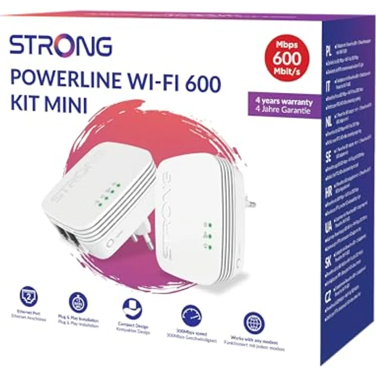 STRONG Powerline 600 Adapter, Internet über die Steckdose, 600 Mbit/s Powerline, WLAN Verstärker mit 300 Meter Reichweite, Kompatibel mit Allen Standard Modems und Routern, POWERLWF600DUOMINI – Bild 5