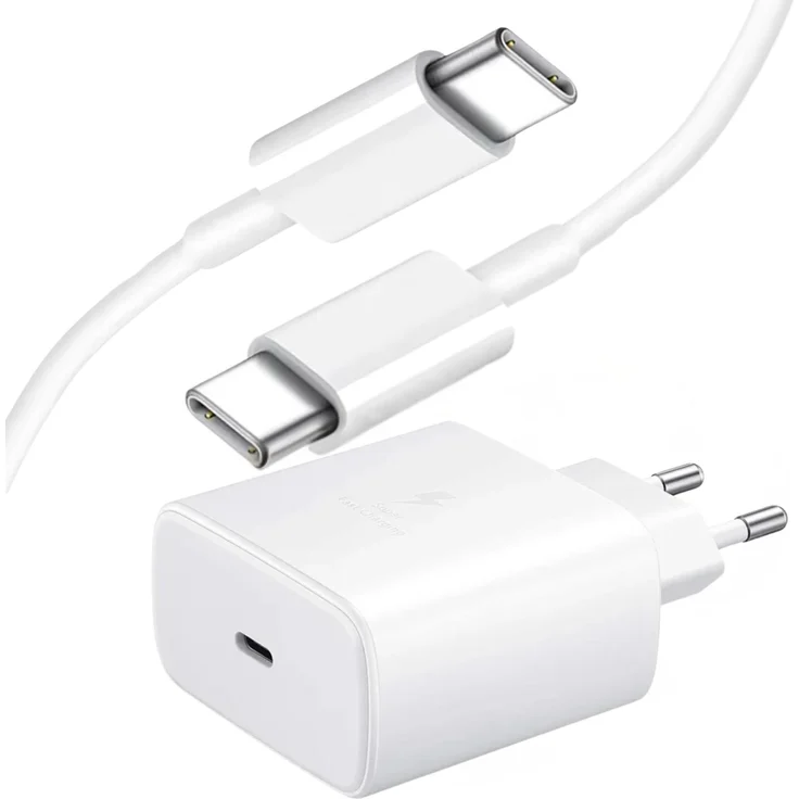 MobileKing Super Schnellladegerät 45W, USB-C Netzteil Adapter mit 1m Kabel in weiß für Samsung, Apple, Google, Xiaomi