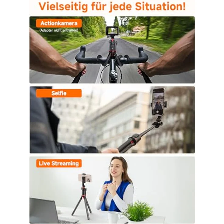 Rollei Easy Creator MonkeyPod, flexibles Stativ mit 360°-Kugelkopf und Teleskopstange, kompatibel mit Smartphones und Kameras – Bild 7
