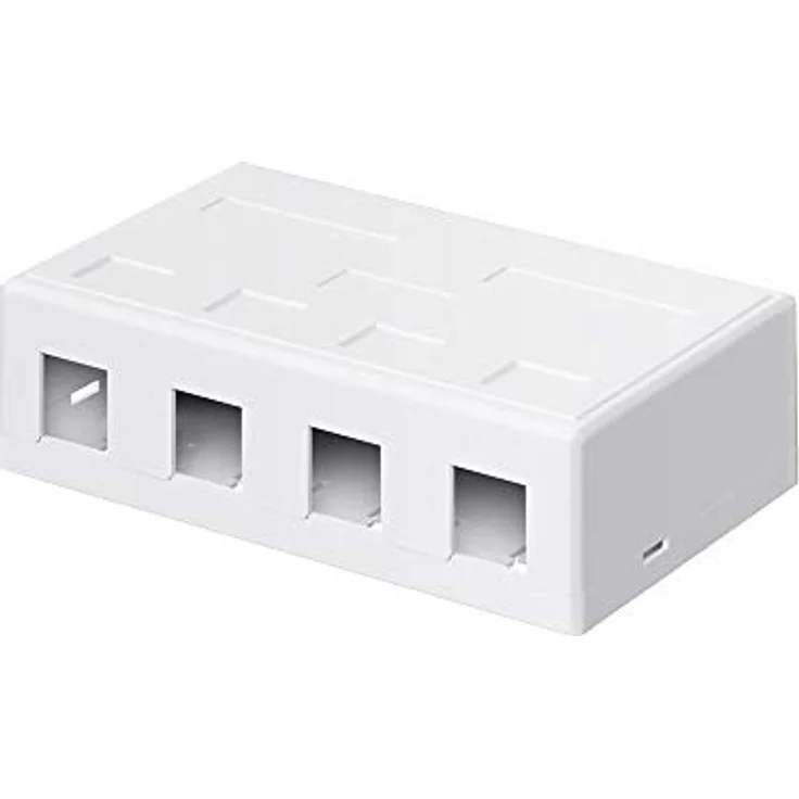 Goobay Wandgehäuse 79376, Leergehäuse für 4 Module, robustes weißes Kunststoffgehäuse mit Beschriftungsfeld, 180° Kabelführung – Bild 1