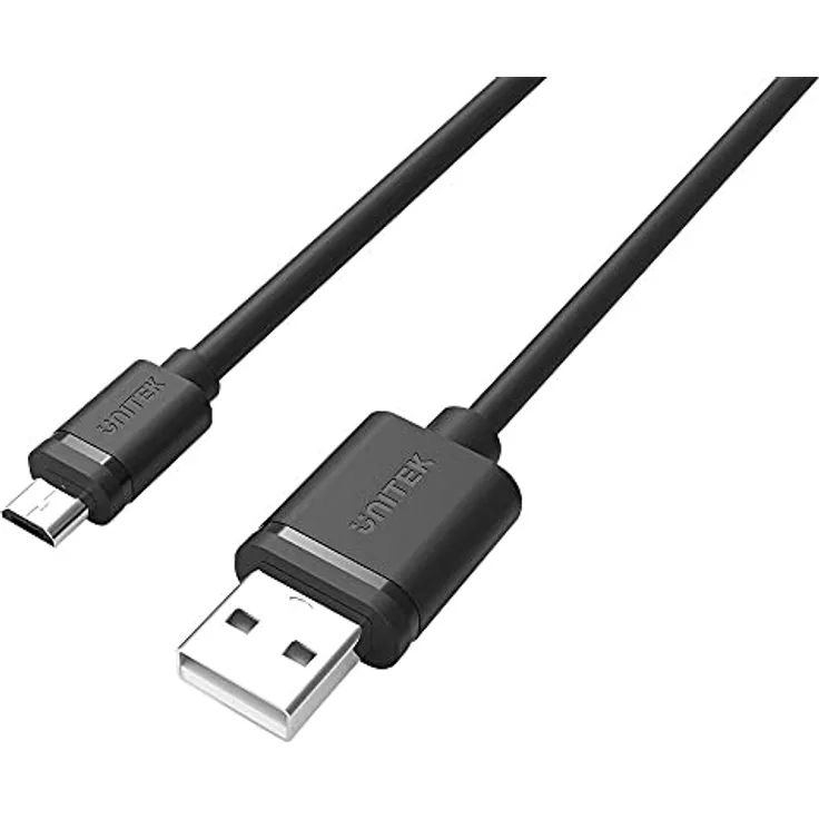 Unitek Y-C435GBK USB A auf micro USB Kabel/ 3 Meter/Quick Charge 2,5 A/USB 2.0 480 Mbps/100% Kupfer/Schwarz, PVC Ummantelung