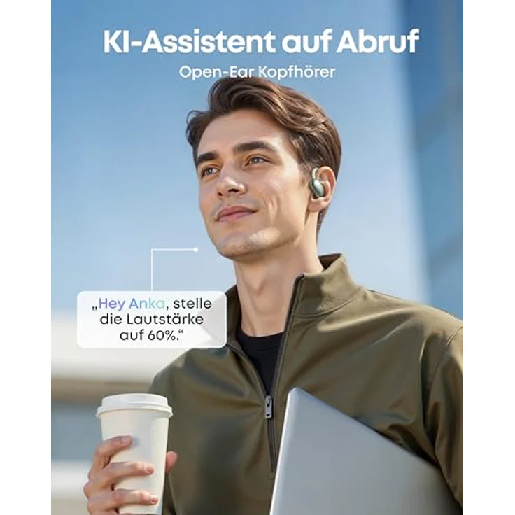 soundcore by Anker AeroFit 2, Open-Ear-Kopfhörer mit KI-Assistent und Hi-Res Audio, grün – Bild 2