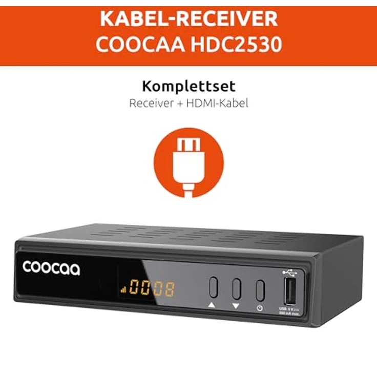 COOCAA HDC2530, Digitaler HD-Kabelempfänger für Full HD-Fernsehen, Dolby Audio, inklusive HDMI-Kabel, USB & SCART-Anschlüsse, Benutzerfreundliches Menü, schwarz – Bild 5