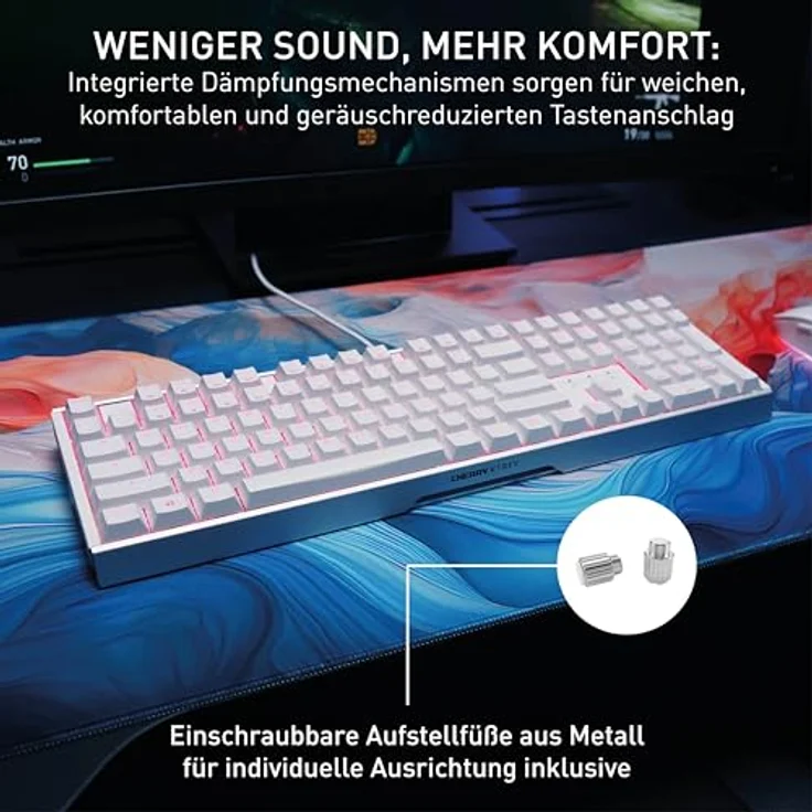 CHERRY XTRFY TAS MX 3.1 RGB Corded (DE) MX2A Brown w (DE, Kabelgebunden) Tastatur, Weiss - Preisvergleich – Bild 4