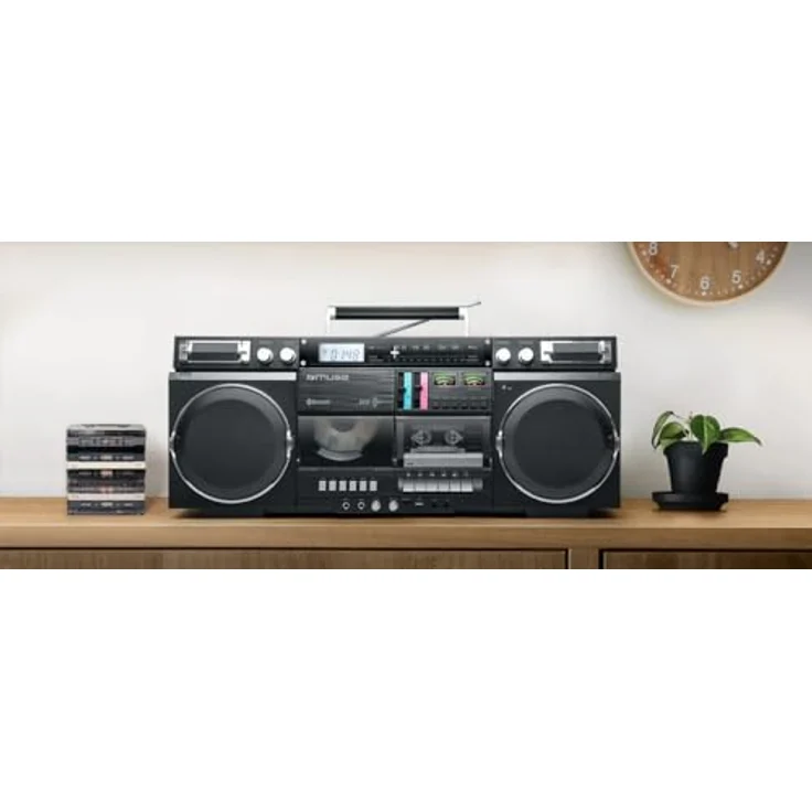 MUSE Bluetooth Retro Boombox mit Radio, CD, Kassettenrekorder, 80W Ausgangsleistung, USB, Aux, Micro SD-Kartenslot – Bild 3