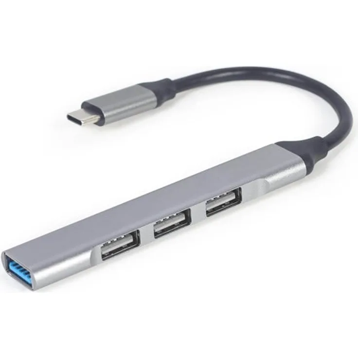 Gembird USB Type-C Hub, 4 Ports (1 x USB 3.1 + 3 x USB 2.0), silber