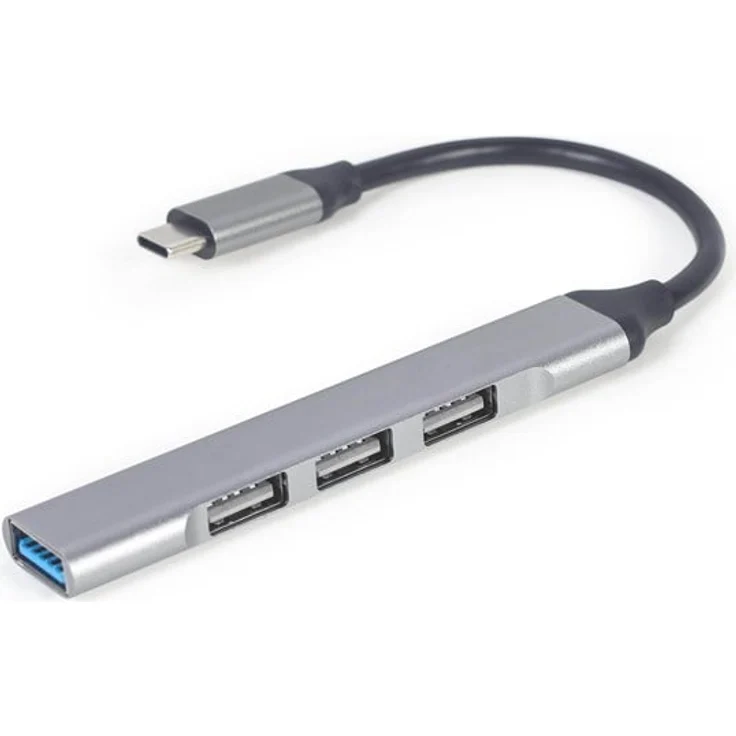 Gembird USB Type-C Hub, 4 Ports (1 x USB 3.1 + 3 x USB 2.0), silber