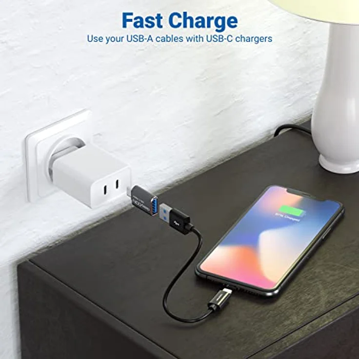 deleyCON USB C auf USB Adapter, 2 Stück, USB 3.1 mit 5 Gbit/s OTG, Silber – Bild 2