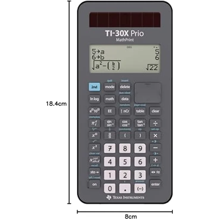 Texas Instruments Taschenrechner TI-30X Prio MathPrint, BrГјche, Quadratwurzeln, Pi, LCD-Display, Batterie/ Solar, HГјlle – Bild 5