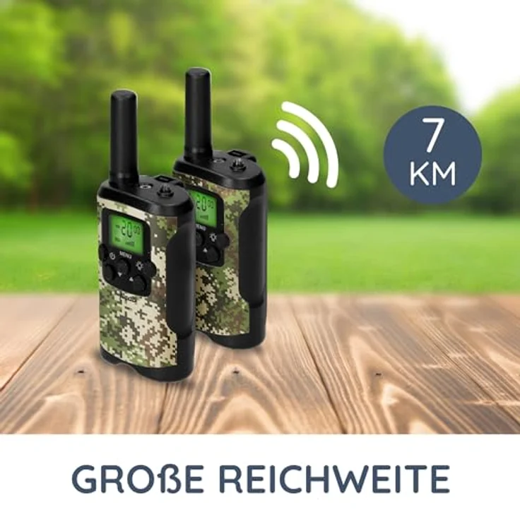 Alecto FR115CAMO, Set mit 2 Walkie Talkies für Kinder, Reichweite bis zu 7 km, Camouflage – Bild 4