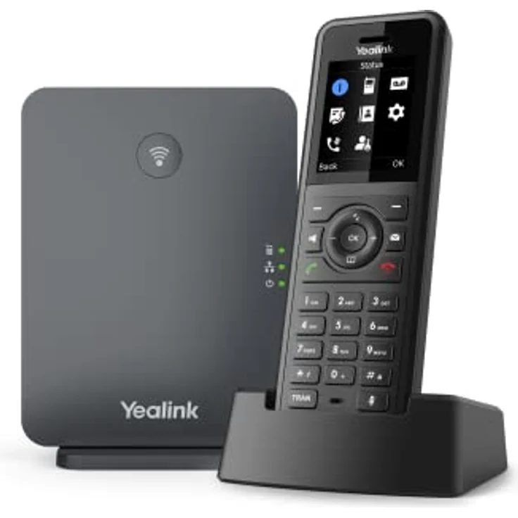 Yealink W77P DECT System (W70 Basis + W5), Schnurloses Telefon VoIP mit Farbdisplay, Hörgeräte-kompatibel, Schwarz, 10 SIP-Konten, 20 gleichzeitige Anrufe – Bild 3