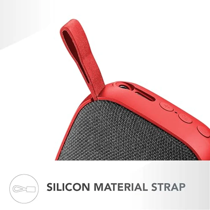 Music Sound MINI Bluetooth-Lautsprecher, 3-Watt-Leistung, 4 Stunden Spielzeit, kompakt und tragbar, weiche Stoffoberflächen, rot – Bild 5