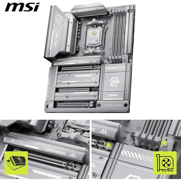 MSI MAG X870E Tomahawk Max WiFi PZ, ATX Mainboard für AMD Ryzen 7000/8000/9000, 256 GB DDR5, Wi-Fi 7, 5 Gigabit Ethernet, schwarz – Bild 3