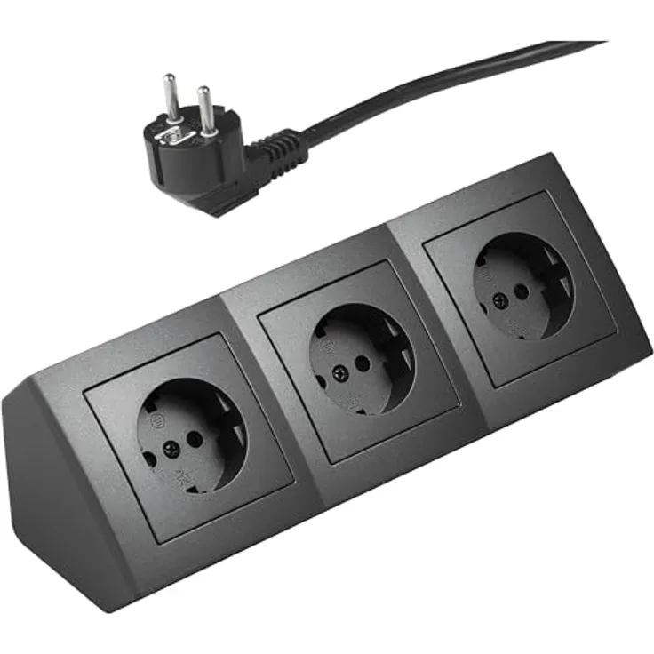 McPower Flair Unterbausteckdosen, 3-fach Steckdosenblock mit Schutzkontakt, 2m Kabel, 250V/16A, anthrazit