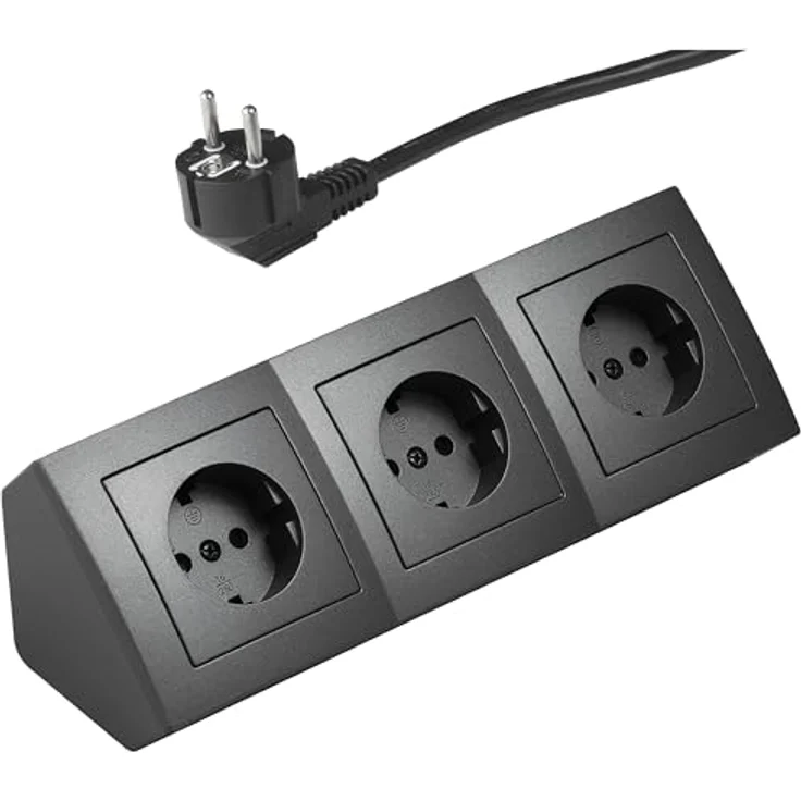 McPower Flair Unterbausteckdosen, 3-fach Steckdosenblock mit Schutzkontakt, 2m Kabel, 250V/16A, anthrazit – Bild 1