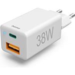 Hama Schnellladegerät USB C und USB A (2 Port Universal Ladestecker für Smartphone iPhone, Samsung u. Tablet, Mehrfach Ladeadapter 38 Watt mit Power Delivery und Qualcomm Quick Charge, Mini Ladegerät)