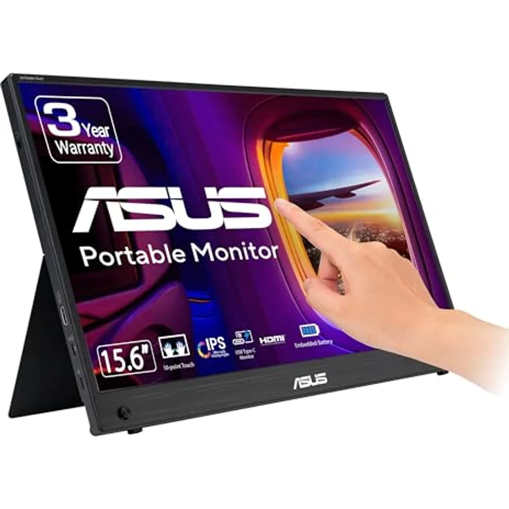 ASUS ZenScreen MB16AMTR - 15,6 Zoll USB Touch Monitor - Full HD 1920x1080, 10W USB-C, Mini HDMI, Autorotation, IPS - entspiegelt, Speaker - schwarz – Bild 1