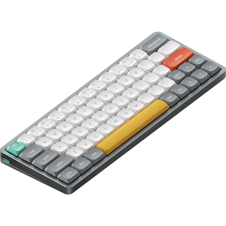 nuphy Air60 V2 Tragbar Mechanische kabellose Mini-Tastatur mit Beleuchtung, unterstützt QMK/VIA, Bluetooth 5.1/2.4GHz/(USB-C), Grey Gateron Cowberry Switch