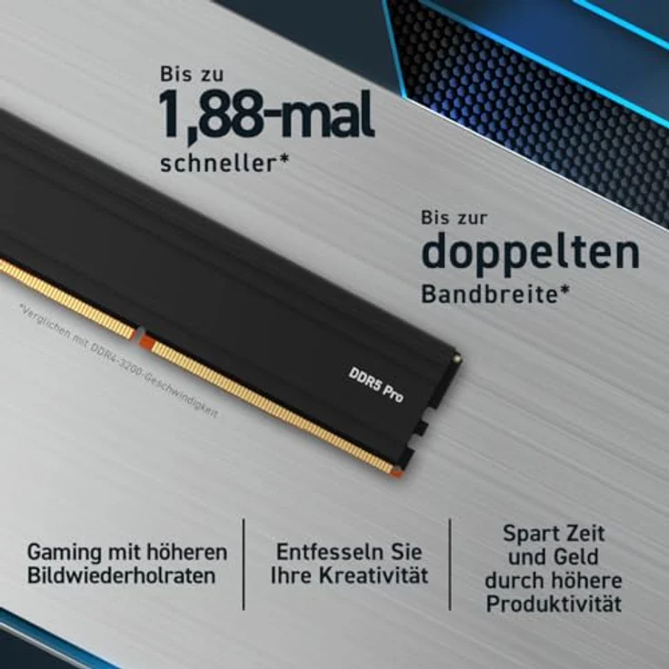 Crucial Pro DDR5 RAM 32GB Kit (2x16GB) 6000MHz, Intel XMP 3.0, PC Computer Arbeitsspeicher 32GB DDR5 - CP2K16G60C48U5 – Bild 2
