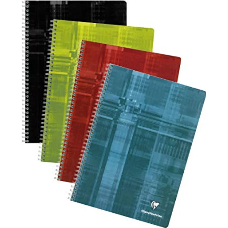 CLAIREFONTAINE Spiralnotizbuch Set, 5x DIN A4, 90 Blatt, 90g, kariert, sortiert, 68162C – Bild 1