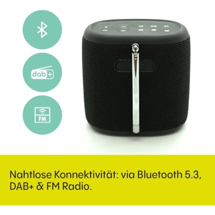 Pure Woodland Mini Outdoor Lautsprecher mit Bluetooth & DAB+/FM Radio (wasserdicht IP67, robust, tragbar, 14h Akku, perfekt für Garten & Camping) Schwarz – Bild 5