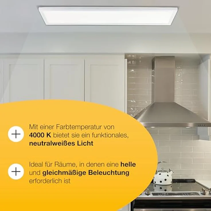 Brilliant LED Panel, 24W, 3200lm, IP44, 4000K, flaches Design, 25 x 96 cm, energieeffizient, neutralweißes Licht, moderne Deckenleuchte, weiß – Bild 4