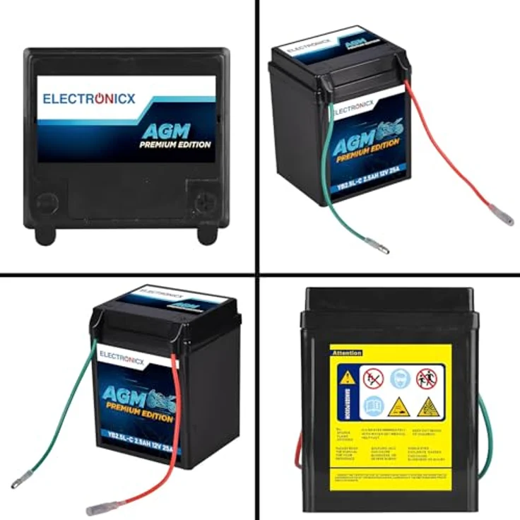 Electronicx AGM-YB2.5L-C AGM Motorradbatterie 2.5Ah 12V, wartungsfrei, auslaufsicher, rüttelfest für Motorrad, Roller und Quad – Bild 9