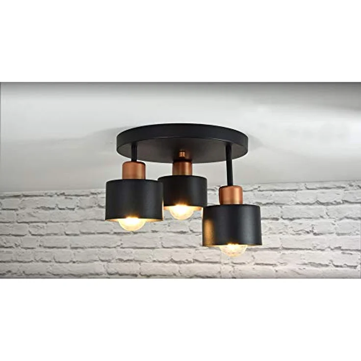 FKL DESIGN Home Deco Deckenlampe Schwarz 3-flammig Retro Design |382-e3 Skandi (Schwarz) – Bild 3