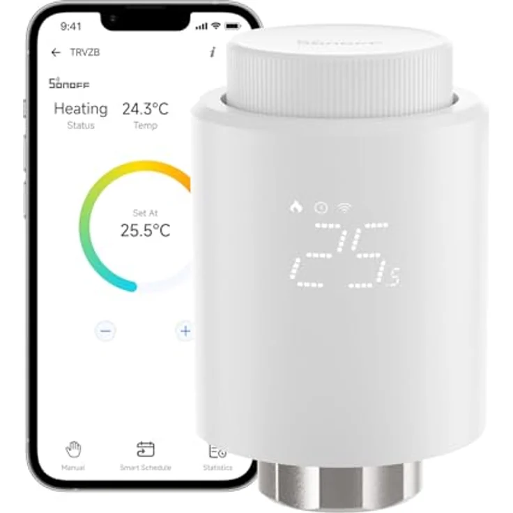 SONOFF Smart Heizkörperthermostat TRVZB, Zigbee Thermostat mit App-Funktion, kompatibel mit Amazon Alexa/Home Assistant, unterstützt Öffnungsverhältnisse von 0-100% – Bild 1