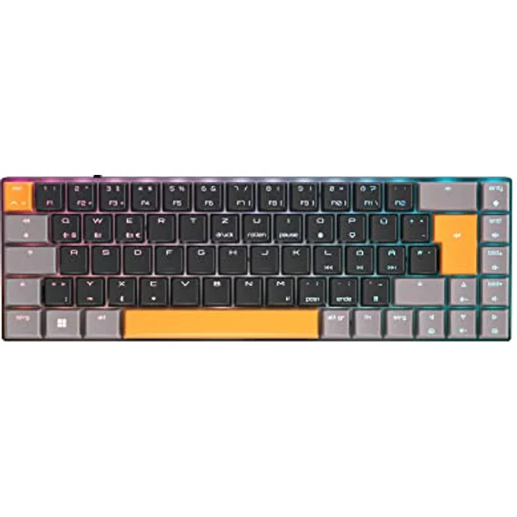CHERRY MX-LP 2.1 Compact Wireless, kabellose kompakte Gaming-Tastatur mit 69 Tasten, Deutsches Layout (QWERTZ), RGB-Beleuchtung, mechanische MX Low Profile Speed Switches, schwarz
