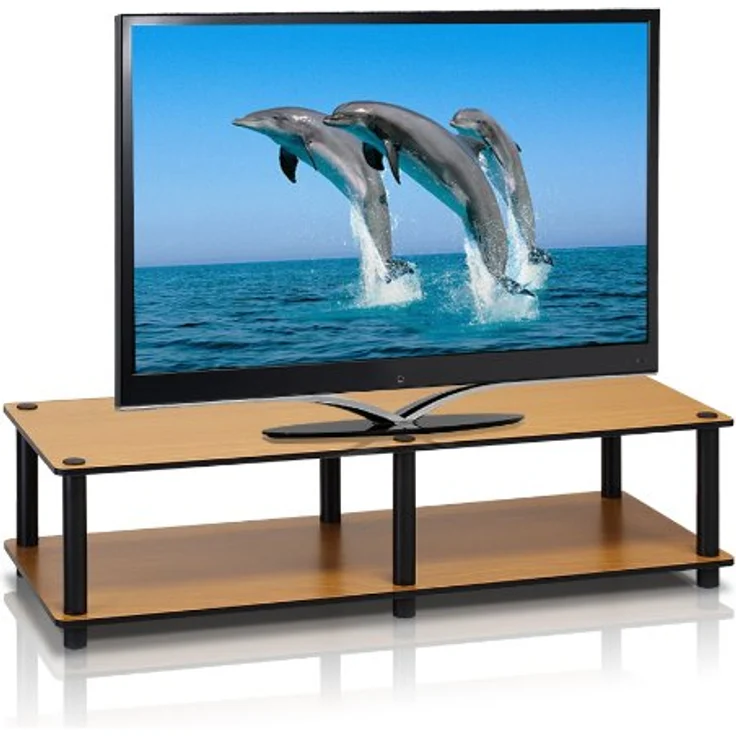 Furinno Just TV Ständer, Holz, Hellkirsche/Schwarz, Breit 41.3"(W) x10.9(H) x15.6(D) – Bild 4