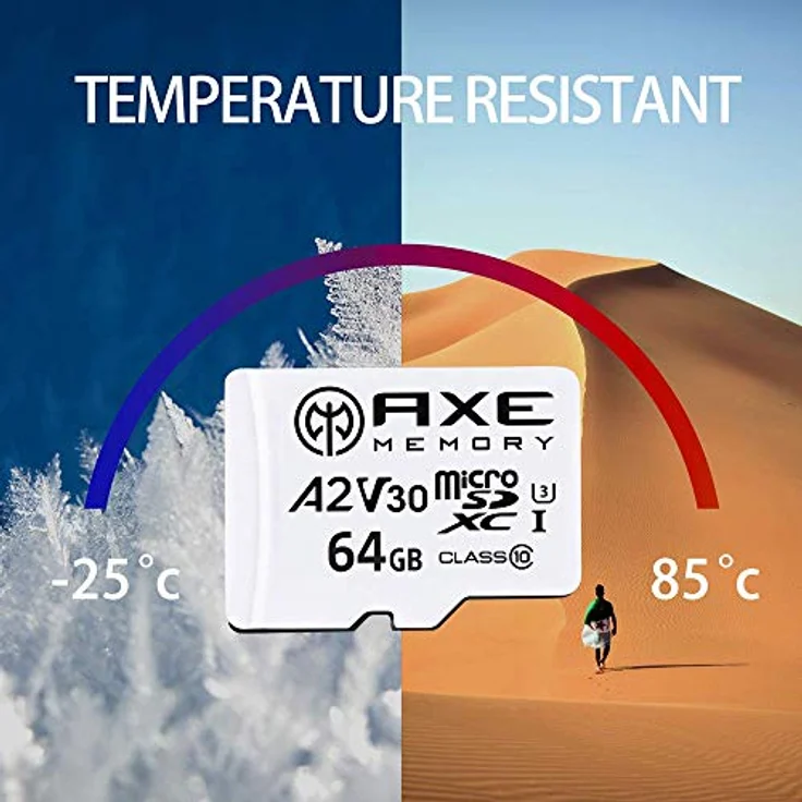 AXE 64 GB MicroSDXC Speicherkarte + SD-Adapter mit A2 App Performance, V30 UHS-I U3 4K Ultra HD Klasse 10 - AXS2A64 – Bild 4