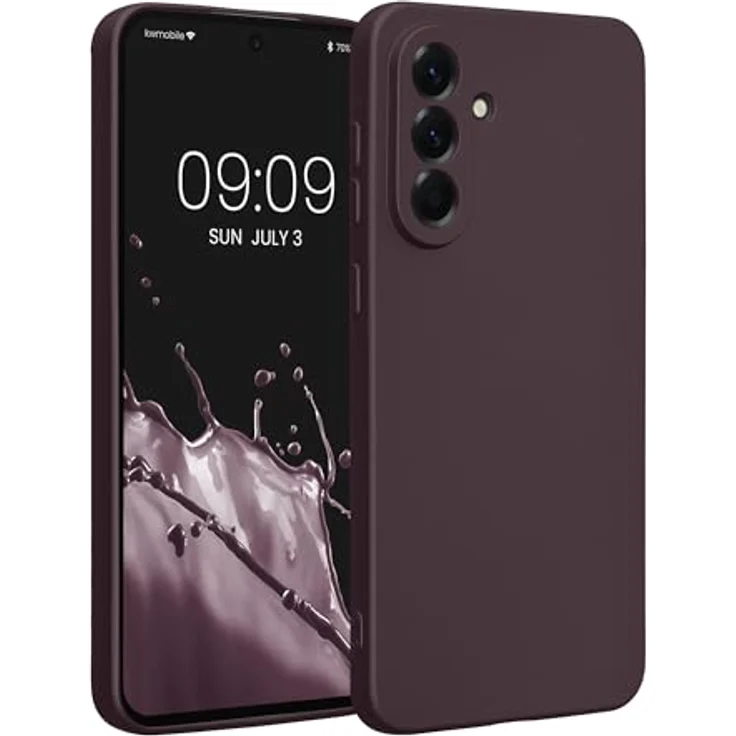 kwmobile Handyhülle für Samsung Galaxy A56 5G - weiche Silikon Case mit metallischem Schimmer in Metallic Brombeere - reißfest, rutschfest, präzise Kameraloch-Ausschnitte – Bild 1