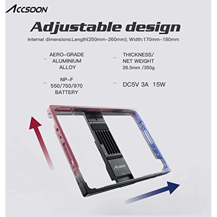 Accsoon Power cage iPad-Rahmenhalterung/Monitore, Anschluss an EIN drahtloses Videoübertragungssystem, lädt iPad mit externem Akku der NP-F-Serie passend für 10,9" iPad/iPad Air – Bild 2