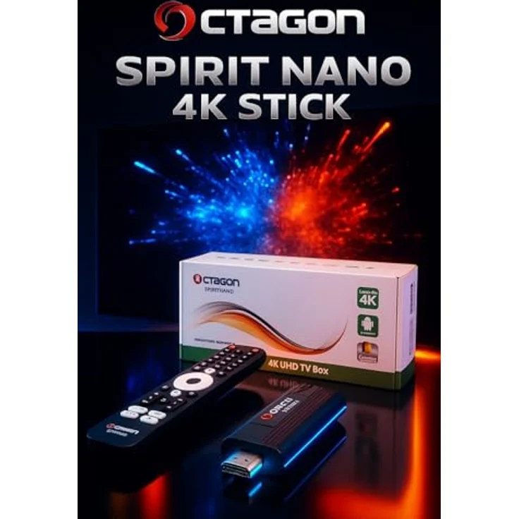 Octagon Spirit Nano 4K UHD TV Stick, Android TV 11, 32GB Flash, 2GB RAM, HDR10+, 5G WLAN & Bluetooth 5.1, inklusive Sprachfernbedienung – Bild 2