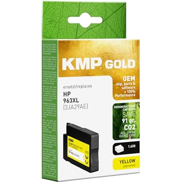 KMP Druckerpatrone Original Gelb 1766,6009, kompatibel mit höchster Farbtiefe und Qualität