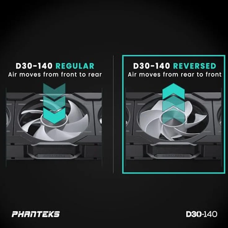 Phanteks D30 PWM Reverse Airflow, D-RGB Lüfter, 3er Pack - 140mm, schwarz – Bild 3