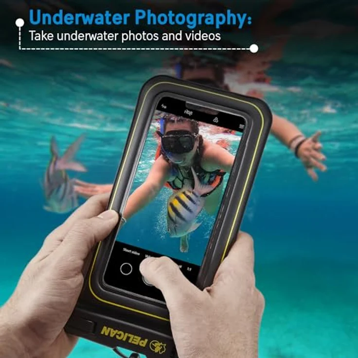 Pelican Marine – IP68 wasserdichte Handyhülle/Hülle (Normale Größe) – schwimmende, wasserdichte Handyhülle für iPhone 15 Pro Max/14 Pro Max/13 Pro Max/12/S24 Ultra – abnehmbares Umhängeband – – Bild 4