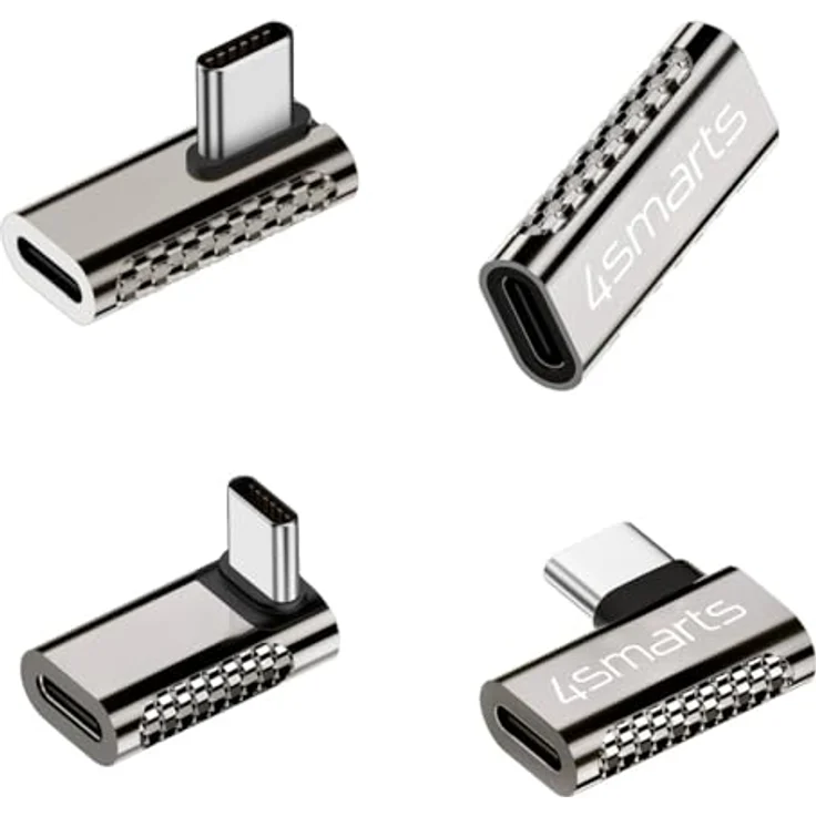 4smarts USB-C OTG Adapter Set, 4 Stück Winkeladapter mit 100 W Leistung und Power-Management-Chip – Bild 1