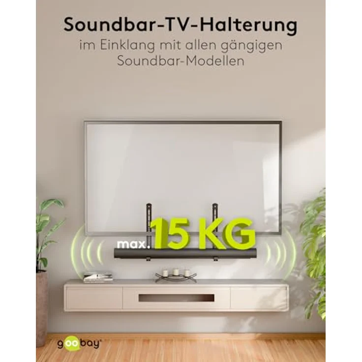 Goobay Universal Soundbar Halterung für TV mit max. Traglast 15 kg, VESA-kompatibel, schwarz – Bild 2