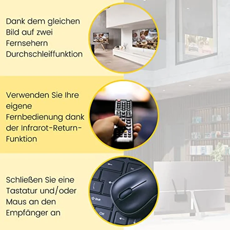 Drathlose HDMI Extender 4K - Marmitek WHE4-4K60 - Ultra HD - Flächendeckendes Bereich - Infrarot Rückgabefunktion - USB Tastatur und Maus Unterstützung – Bild 3