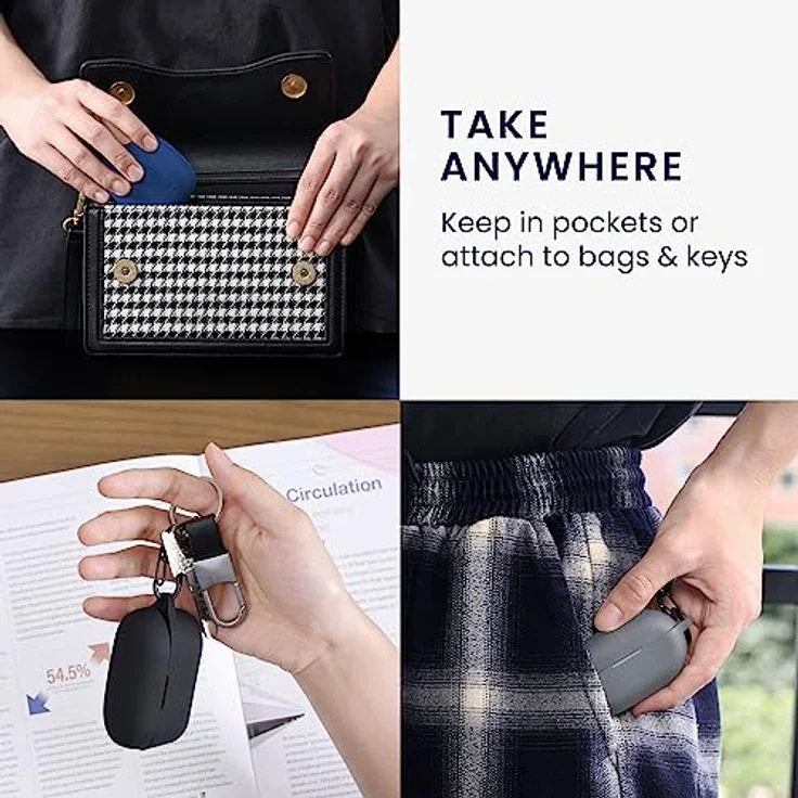 kwmobile Silikon Schutzhülle kompatibel mit Bose QuietComfort Earbuds - Reißfeste und rutschfeste Hülle mit Extra-Anhänger und Ladeöffnung, Schwarz – Bild 5