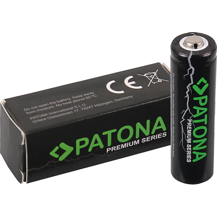 PATONA 6519, Wiederaufladbarer ICR14500 Lithium-Ion Akku, 3,7 V, 800 mAh, Schwarz