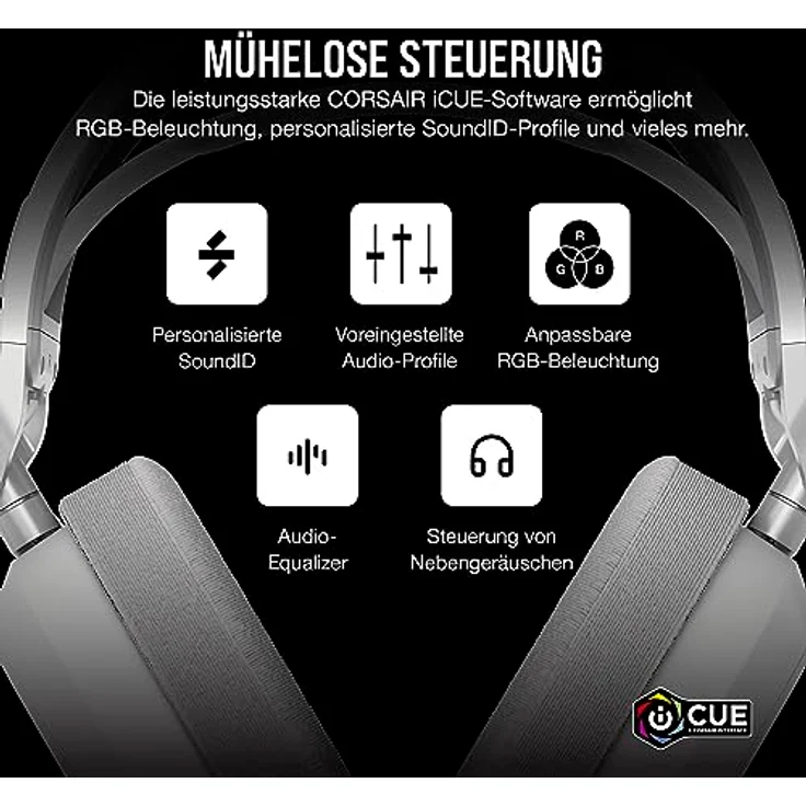 Corsair HS80 MAX Wireless Gaming-Headset, Dolby Atmos, 65 Stunden Akkulaufzeit, Bluetooth, Schwarz – Bild 8