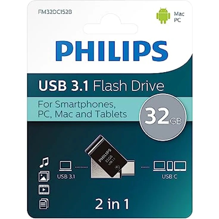 Philips 2 in 1 Black 32 GB OTG USB C + USB 3.1 – Bild 2
