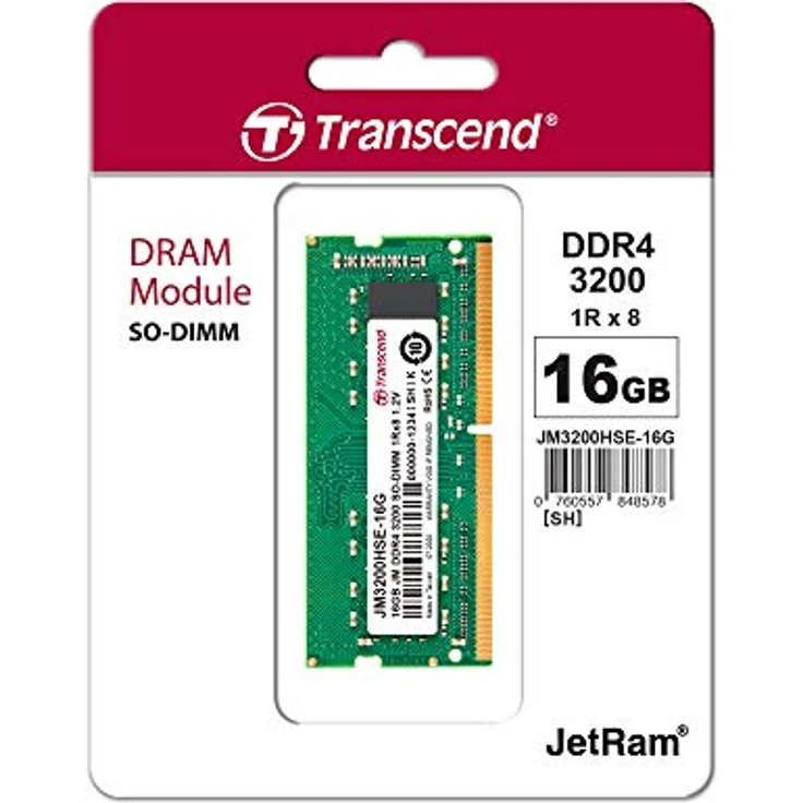 Transcend JM3200HSE-16G Arbeitsspeicher 16 GB DDR4 3200 MHz Arbeitsspeicher Modul (16 GB, DDR4, 3200 MHz, SO-DIMM) - Preisvergleich – Bild 2